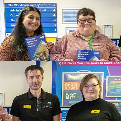 A photo of four team members in the hospital.