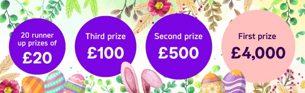 4 circles with prizes ranging from 20 runners up of £20, 3rd prize £100, 2nd prize is £500 and first prize is £4000